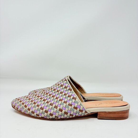 Poppy Barley Market Woven Leather Mules Purple Brown Size 8 - Picture 5 of 7